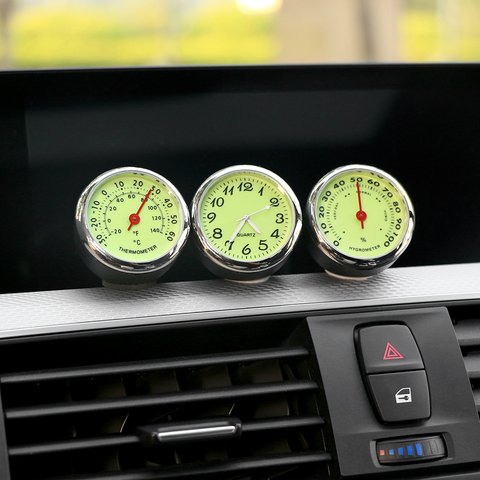 Horloge lumineuse de voiture, thermomètre et hygromètre, décoration de tableau de bord de voiture, ornements, accessoires de style Automobile ► Photo 1/6