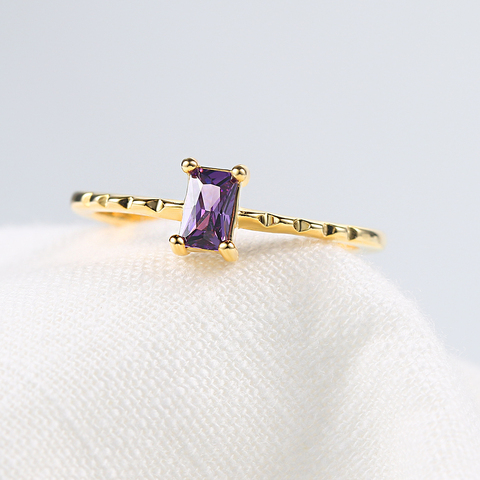 Bague Midi créative pour femmes, bijoux en cristal violet, jaune clair, or, Style coréen, à la mode, cadeau pour filles, KBR011 ► Photo 1/6