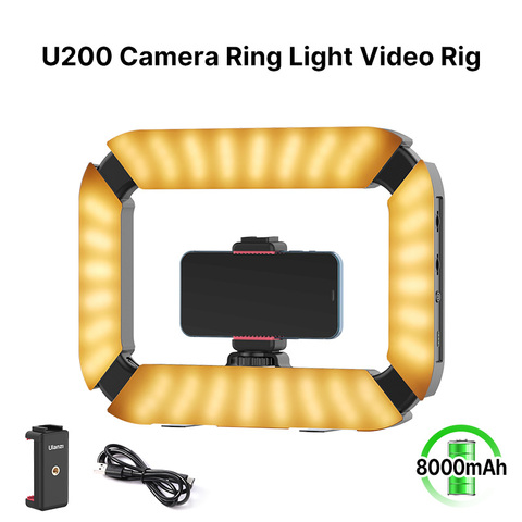 Ulanzi U200 appareil vidéo rechargeable Smartphone appareil de tir Vertical LED lumière annulaire LED lumière vidéo DSLR Smartphone poignée poignée Vlog ► Photo 1/6