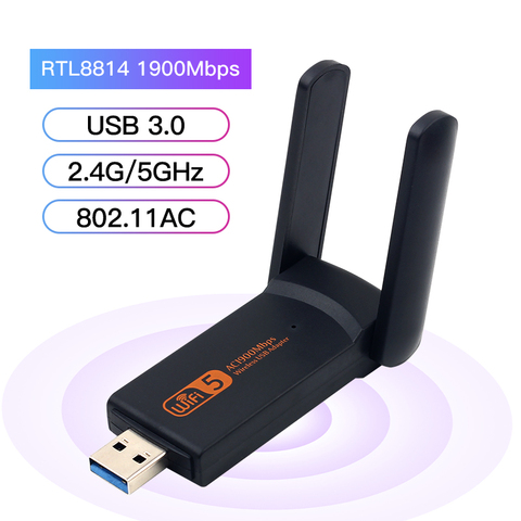 Mini carte réseau sans fil USB, double bande, 1900/5Ghz, 2.4 Mbps, adaptateur Ethernet Lan, Dongle récepteur 802.11ac pour PC ► Photo 1/6