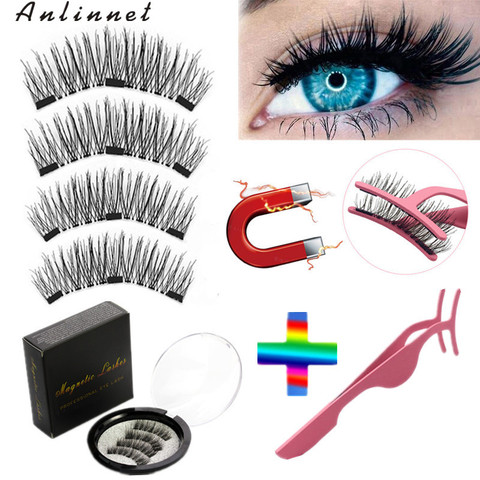 Faux cils magnétiques naturels 3D, outils de maquillage, vente en gros, 2 paires, 4 pièces, 3 aimants ► Photo 1/6