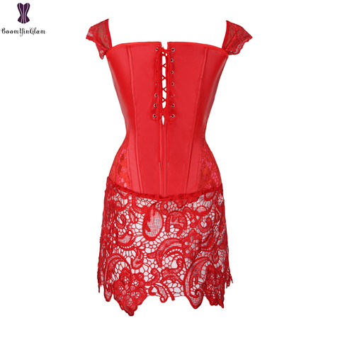 Robe Corset rouge Faux cuir, Sexy, taille 6XL, Bustier, Steampunk ► Photo 1/6