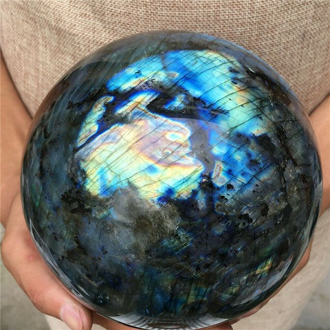 Boule de cristal de quartz labradorite naturelle, sphère de guérison ► Photo 1/6