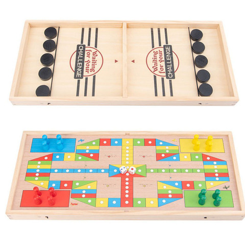 2 en 1 Lude Table football rapide Hockey fronde jeu de rondelle Ludo jeu jouets jeu de société jeux de Table jouets pour enfants adultes famille ► Photo 1/6