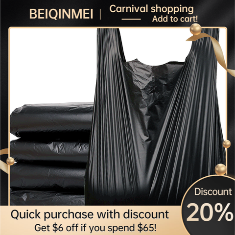 Sac de déchets noir 50pcs sacs de déchets Style gilet, sac de rangement pour la maison ► Photo 1/6