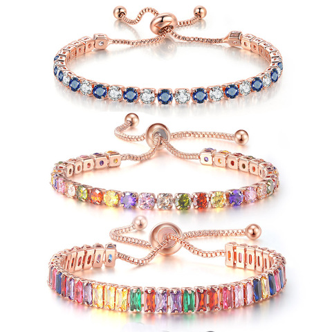 Bracelet multicolore pour femmes Zircon réglable bijoux pierre couleur aléatoire arrangé mariage noël mode bijoux DZH043 ► Photo 1/6