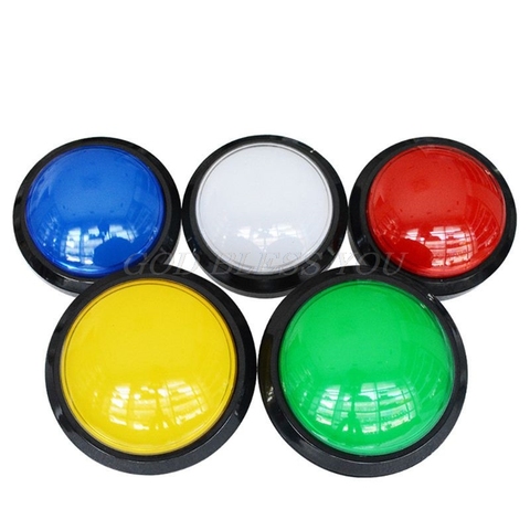 Grand bouton poussoir rond de 100mm pour éclairage LED, avec micro-interrupteur, pour bricolage, pièces de machines de jeux d'arcade, 12v dc ► Photo 1/6