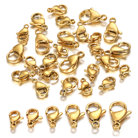 30 Pcs/lot en acier inoxydable plaqué or homard fermoir griffe fermoirs pour Bracelet collier chaîne bricolage fabrication de bijoux résultats fournitures ► Photo 1/6