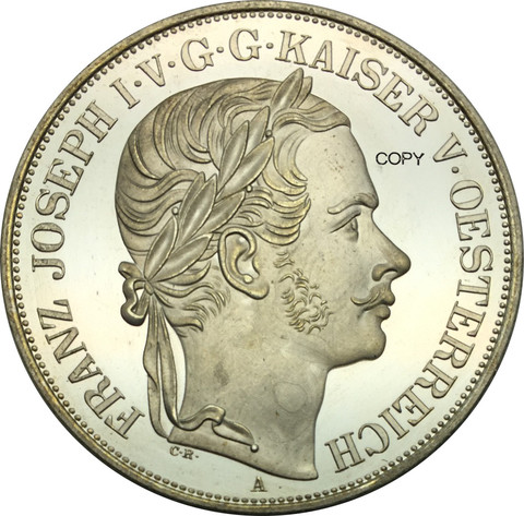 Pièce de monnaie de copie plaquée argent | Habsburg 2, autriche 1857 A Franz Joseph I Cupronickel, pièces commémoratives ► Photo 1/3