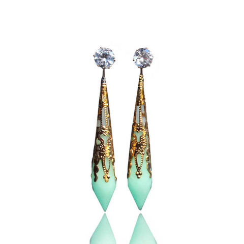 Boucles d'oreilles, colonne en cristal, manchette, strass, découpe, couleurs, flèche, cadeau pour femmes et filles ► Photo 1/6