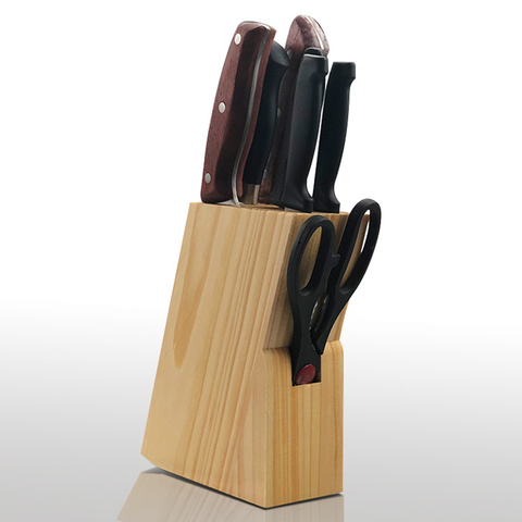 Porte-couteaux en bois en bambou, support de bloc de couteaux, étagère de rangement, boîte de rangement, organisateur d'accessoires de cuisine ► Photo 1/5