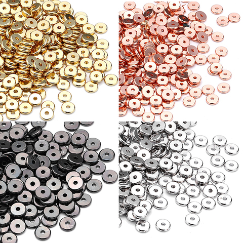 MINHIN 30/50 pièces 3/6/8mm argent or perles d'espacement perles plates européennes pour pour bijoux à bricoler soi-même faisant des accessoires de Bracelet en gros ► Photo 1/6