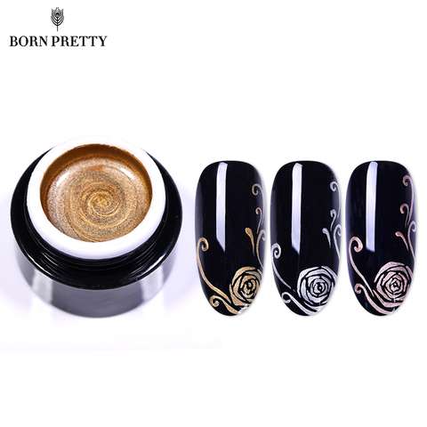 BORN PRETTY scintillant peinture métallique Gel vernis tremper hors Gel vernis à ongles fleur dessin or argent miroir paillettes UV Gel 5ml ► Photo 1/6