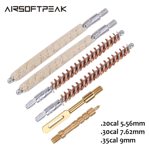 6 pièces/ensemble pistolet baril nettoyage tige brosse tête Kit pour. 22cal/5.56mm .30cal/7.62mm .35cal/9mm fusil pistolet outil de nettoyage ► Photo 1/6