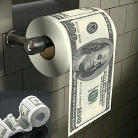 Rouleau de papier toilette à billet de 100 dollars, papier hygiénique humoristique, nouveauté, cadeau Gag, tendance ► Photo 1/6