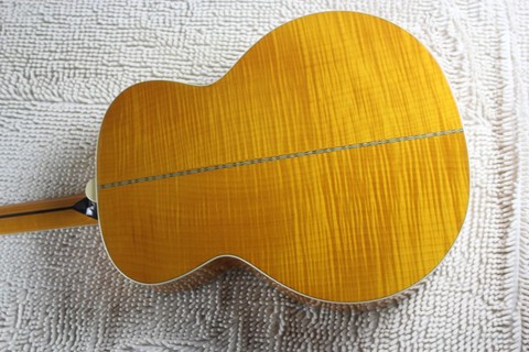 Livraison gratuite mise à niveau guitare ambre flamme érable solide épicéa jumbo taille 43 pouces guitare électrique acoustique personnalisée ► Photo 1/3