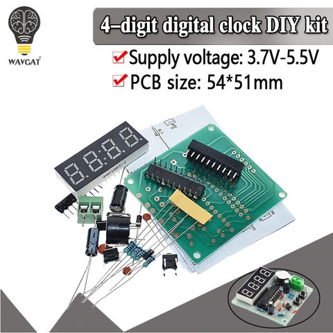 WAVGAT – horloge électronique numérique AT89C2051, 4 Bits, ensemble de Production électronique, Kit de bricolage ► Photo 1/6