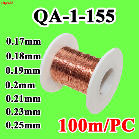 Fil de cuivre émaillé en polyuréthane, 100 m/pièce, 0.17 0.18 0.19 0.2 0.21 0.23mm QA-1/155 2UEW pour fil de transformateur, bobine d'inductance ► Photo 1/4