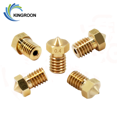 KINGROON 3 pièces V5 V6 E3D Buse M6 Fil 3D Imprimante Pièces 0.2 0.4 0.6 0.8 1.0mm Tout En Métal En Laiton Buse Pour 1.75mm 3mm Filament ► Photo 1/6