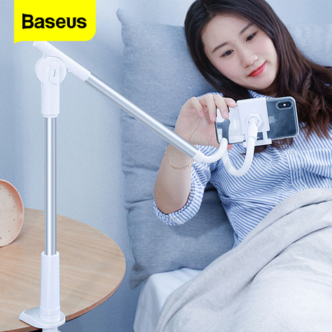 Baseus 360 rotatif Flexible bras Long paresseux support de téléphone réglable bureau lit tablette pince pour iPhone Xiaomi support de téléphone portable ► Photo 1/6