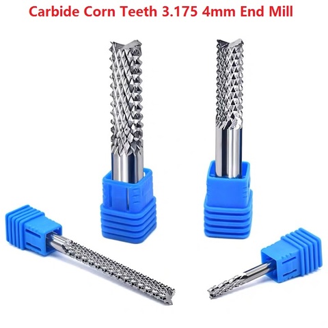 Fraises d'extrémité de carbure de tungstène de 3.175mm prolongées dents de maïs de carte PCB outils de gravure de peu de routeur électrique coupeur de Circuit en bois ► Photo 1/6