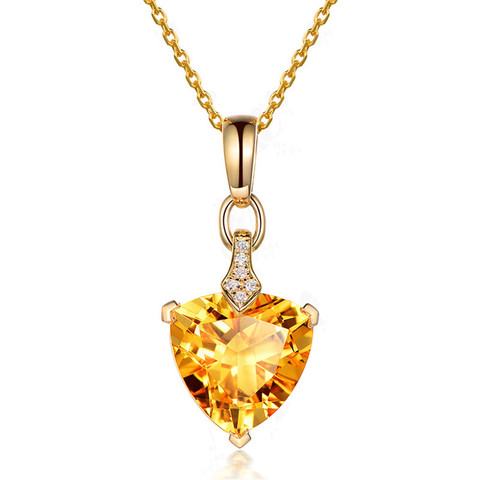 Collier avec pendentif cœur en cristal Citrine, améthyste et aigue-marine, bijoux en diamant pour femmes et filles, 3 couleurs, or rose, cadeau de fiançailles ► Photo 1/6