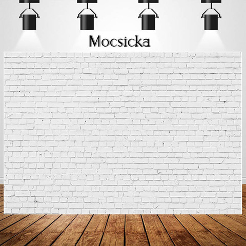 Mocsica – arrière-plan de cabine Photo murale en brique blanche, pour Studio Photo, pour séances photos, anniversaires d'enfants et adultes ► Photo 1/5
