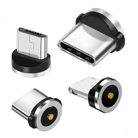 Prise de câble magnétique ronde 8 broches Type C Micro USB C bouchons prise de chargeur magnétique de téléphone de charge rapide pour iPhone 1m ligne chargering ► Photo 1/4