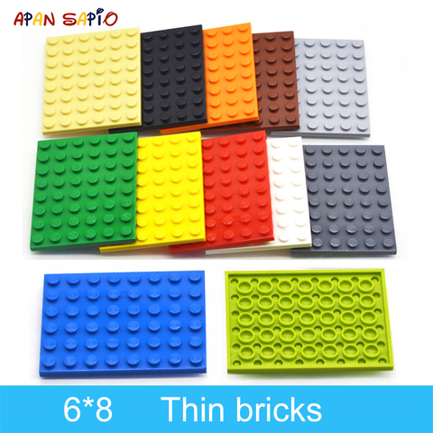 10 pièces bricolage blocs de construction figurines minces briques 6x8 points 12 couleur éducative taille créative Compatible avec les jouets lego pour les enfants ► Photo 1/6