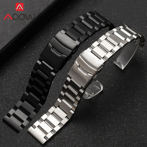 18 19 20 21 22mm 23mm 24mm 25mm solide bracelet en acier inoxydable bracelet de montre en métal boucle pliante bracelet de remplacement accessoires de montre ► Photo 1/6