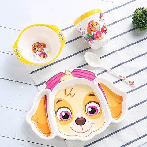 Véritable patte patrouille jouets ensemble enfants tasse plaque Figure jouets Everest maréchal Skye décombres chasse eau tasses enfants enfants cadeau d'anniversaire ► Photo 1/5