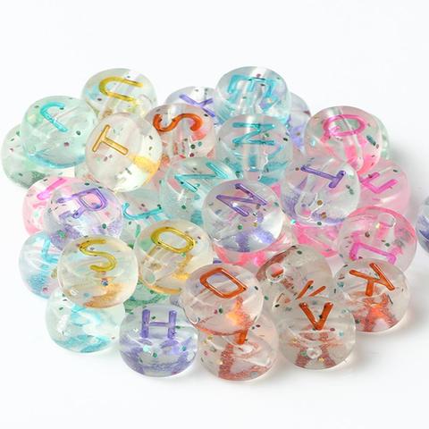 500 pièces Transparent paillettes acrylique perles Multi couleur 26 Alphabet perle lâche entretoise lettre perles pour la fabrication de bijoux Bracelet à bricoler soi-même ► Photo 1/6