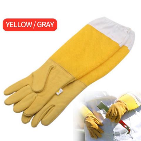 1 paire de gants d'apiculture manches de protection respirant Anti abeille/piqûre en peau de mouton longs gants pour apiculteur outils d'apiculture ► Photo 1/6