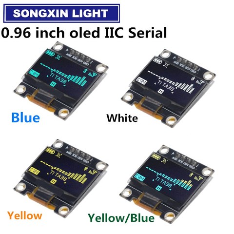 Nouveau produit 0.96 pouces OLED IIC blanc/jaune bleu/bleu 12864 OLED Module d'affichage I2C SSD1306 LCD carte d'écran pour Arduino ► Photo 1/6