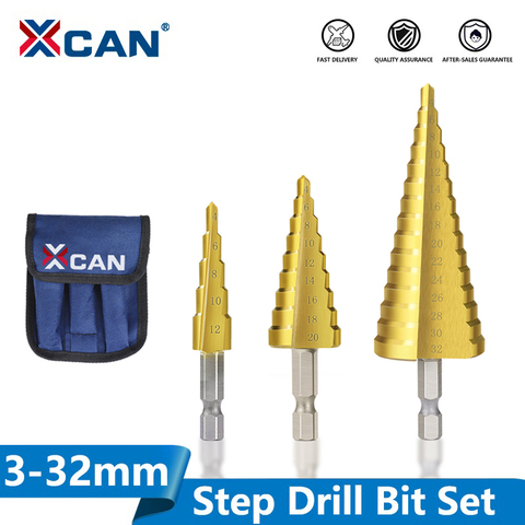 Xcan Vente Chaude 1 pcs 3-13mm HSS Titane enduit foret étagé Puissance Outils carbure forage mini perceuse bit drill bit set ► Photo 1/6