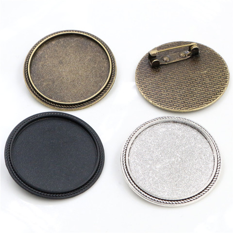 Broches, broches, Style tourbillon, Cabochon, ensemble de Base plaqué argent et Bronze, taille intérieure 30mm, 5 pièces/lot ► Photo 1/5