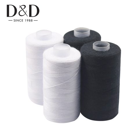 D & D 2 pièces 500M fils à coudre solides et durables pour coudre fil Polyester vêtements couture fournitures accessoires blanc noir ► Photo 1/6