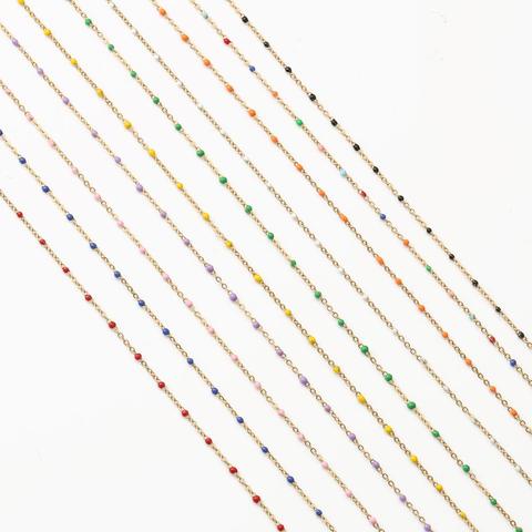 1 m/lot enveloppé chapelet fils acier inoxydable câble émail plaqué or chaîne lien perle pour la fabrication de bijoux collier à faire soi-même Bracelets ► Photo 1/6