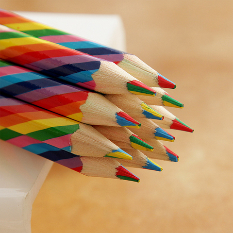 Ensemble de Crayons de couleur Kawaii 4 couleurs, ensemble de Crayons de couleur arc-en-ciel, fournitures scolaires artistiques pour la peinture, dessin du Graffiti, 4 pièces/paquet ► Photo 1/6