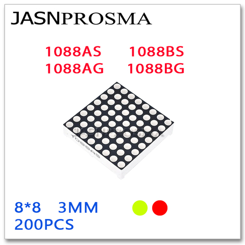 JASNPROSMA – Tube numérique à matrice de points, LED rouge, jaune, vert, 8x8, 3MM, 32MM x 32MM, 200 pièces, 1088AS 1088BS 1088AG 1088BG ► Photo 1/1