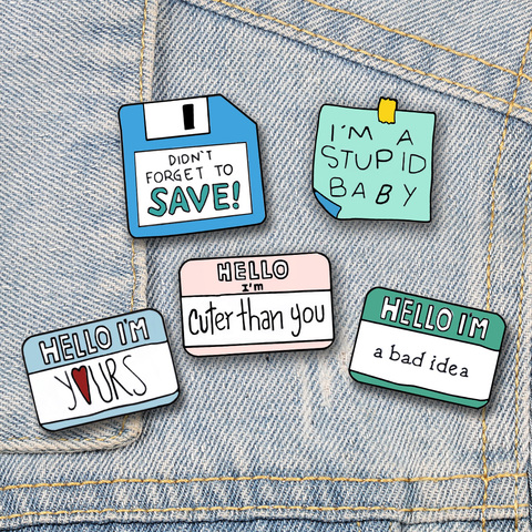 Mignon Note broches Plan quotidien enregistrer papier mémo Message icône revers émail épinglette drôle dessin animé broches pour femmes hommes chemise Badge bijoux ► Photo 1/6