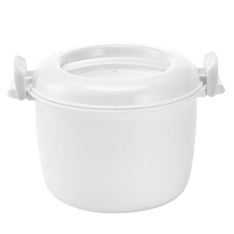 Cuiseur à riz micro-ondes avec poignée, récipient à vapeur, blanc, 14/15.5cm, facile à utiliser, ustensile de cuisson, sans BPA ► Photo 1/3