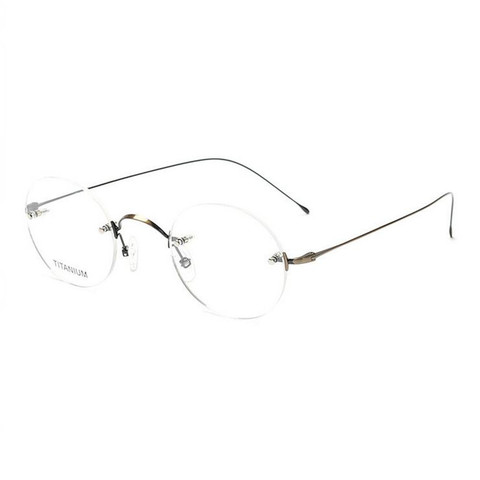 Lunettes sans bords en titane Steve job, rondes pour hommes, verres optiques RX légers ► Photo 1/6