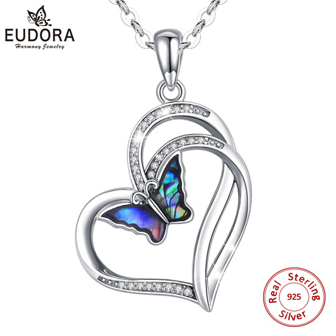 Eudora – collier en argent Sterling 925 véritable pour femmes, pendentif papillon volant bleu, nacre, bijoux fins, cadeau élégant, D603 ► Photo 1/6