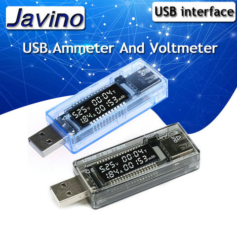 Testeur d'alimentation électrique de la batterie, voltmètre et ampèremètre USB, gris/bleu ► Photo 1/6