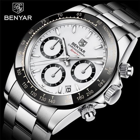 BENYAR-montres de Sport pour hommes, marque de luxe, chronographe, étanche, en acier inoxydable, Quartz, nouvelle collection 2022 ► Photo 1/6