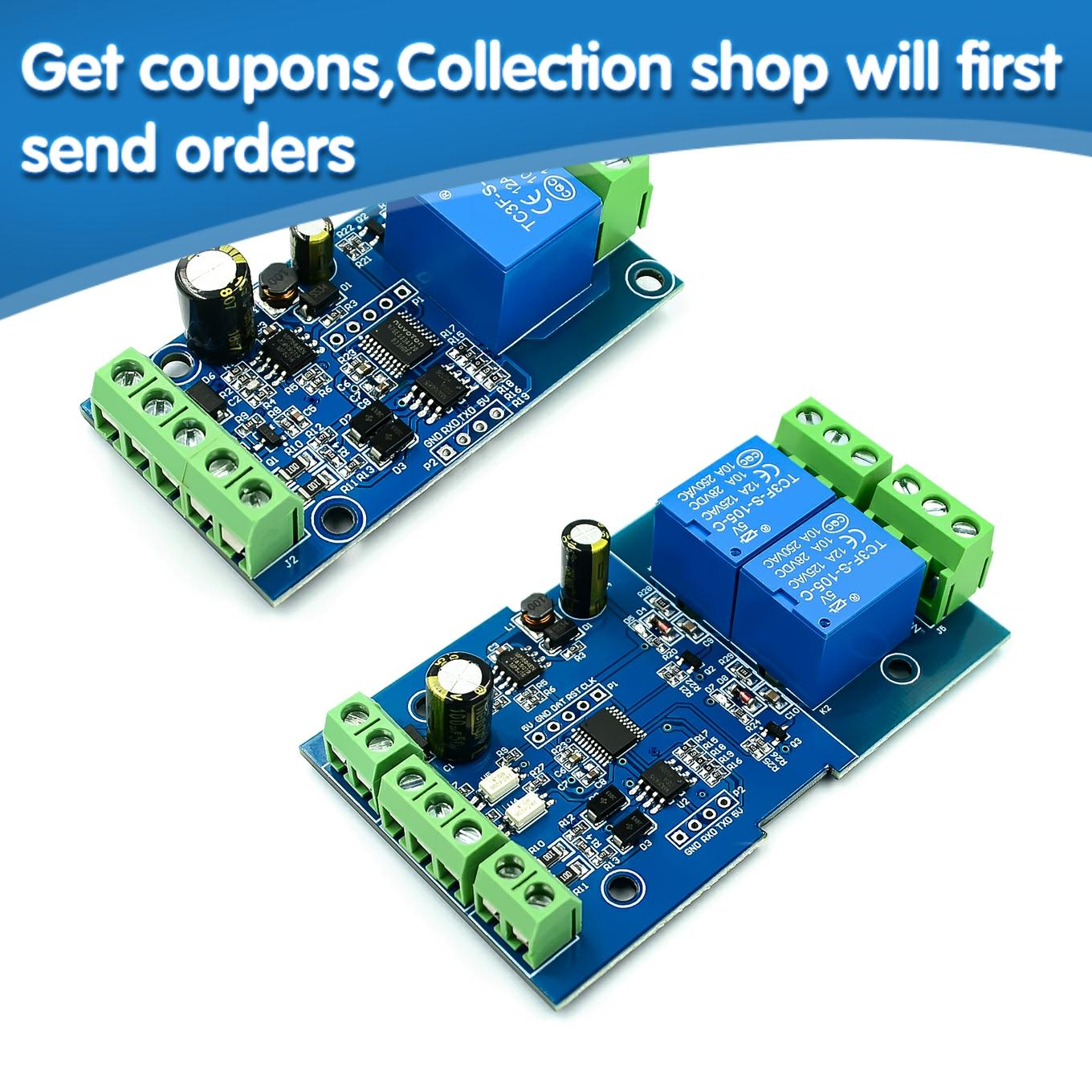 Module de relais Modbus Rtu 1/2 canaux 7-24V, commutateur Modbus RTU 4 canaux sortie relais 12V entrée commutateur 485 Communication TTL broche He ► Photo 1/4