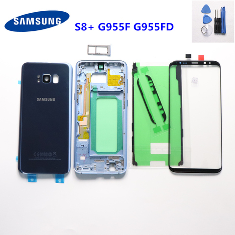 Coque de téléphone SAMSUNG Galaxy S8 Plus G955 SM-G955F G955FD, étui complet, couverture arrière en verre, lentille avant, cadre central ► Photo 1/6