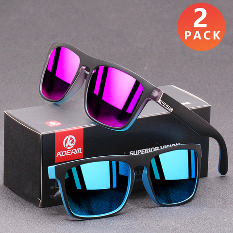 Paquet de 2 KDEAM lunettes de soleil polarisées hommes mode Sport Style carré lunettes de soleil lentille photochromique lunettes de soleil Vision nocturne ► Photo 1/6