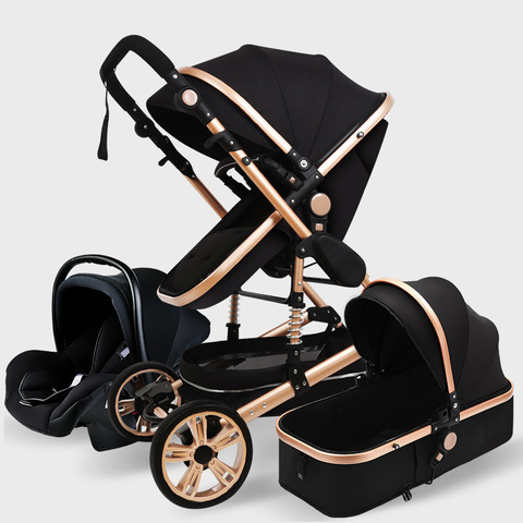 Poussette 3 en 1 pour bébé, siège auto rose, luxe, voyage ► Photo 1/6